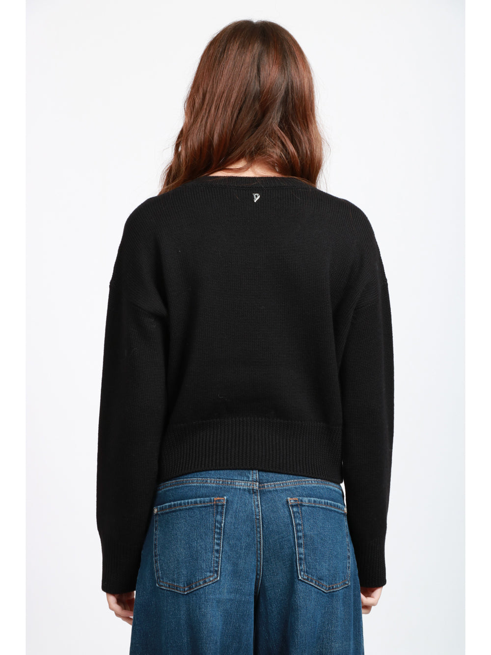 DONDUP Maglia in Lana Nero Crop Nero
