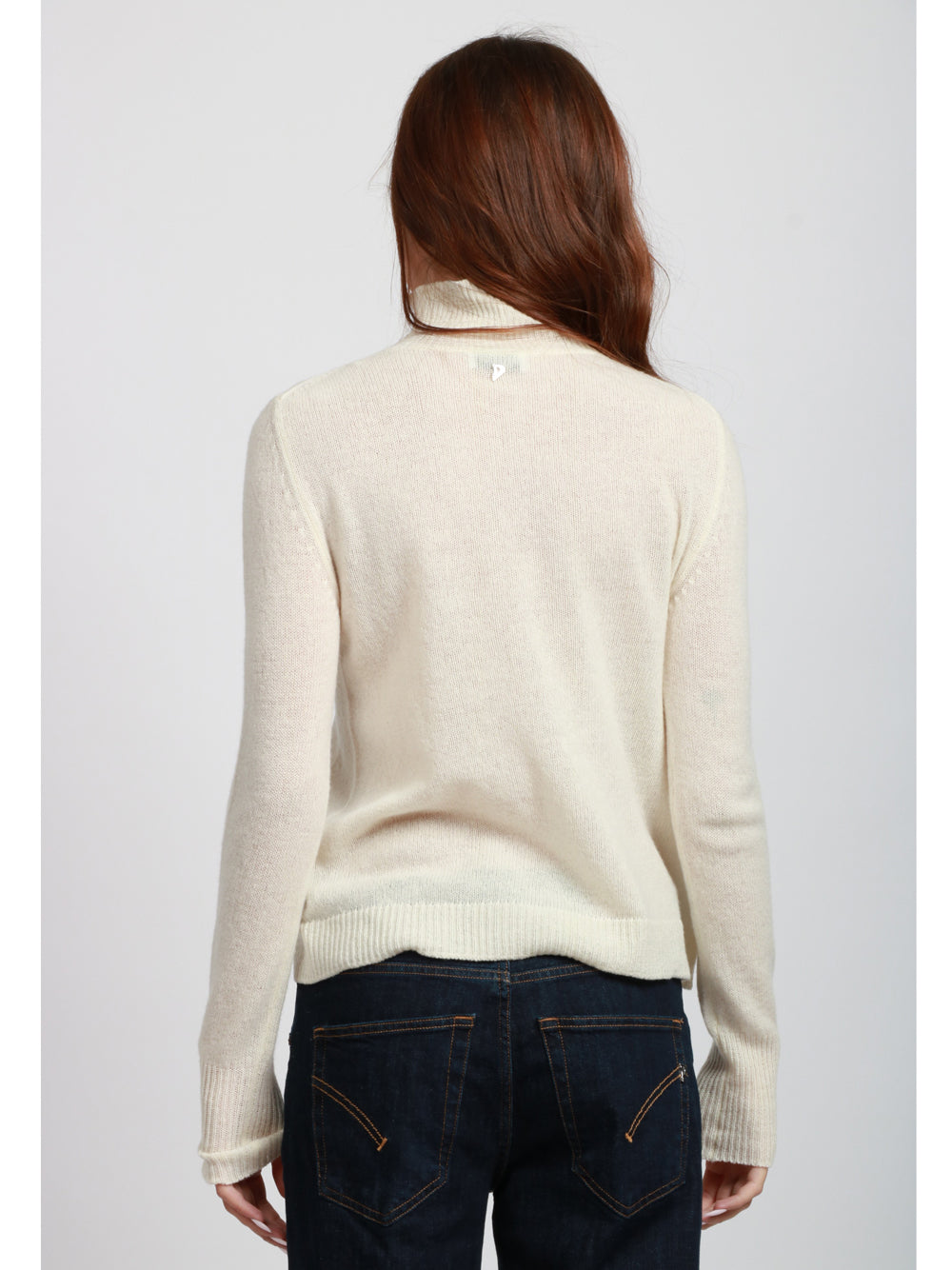 DONDUP Maglia in Misto Cashmere Panna con Collo Alto Panna