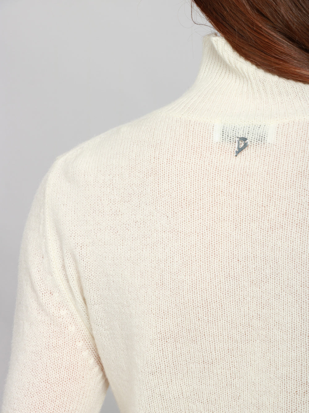 DONDUP Maglia in Misto Cashmere Panna con Collo Alto Panna