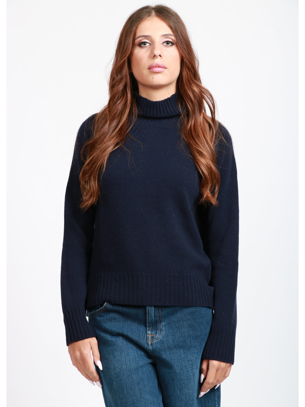 DONDUP Maglia Dolcevita in Cashmere Blu Blu notte