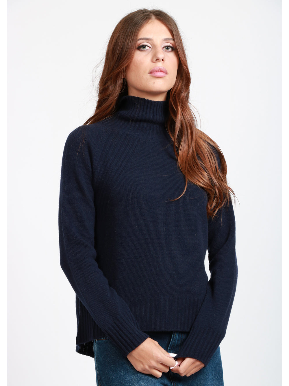 DONDUP Maglia Dolcevita in Cashmere Blu Blu notte