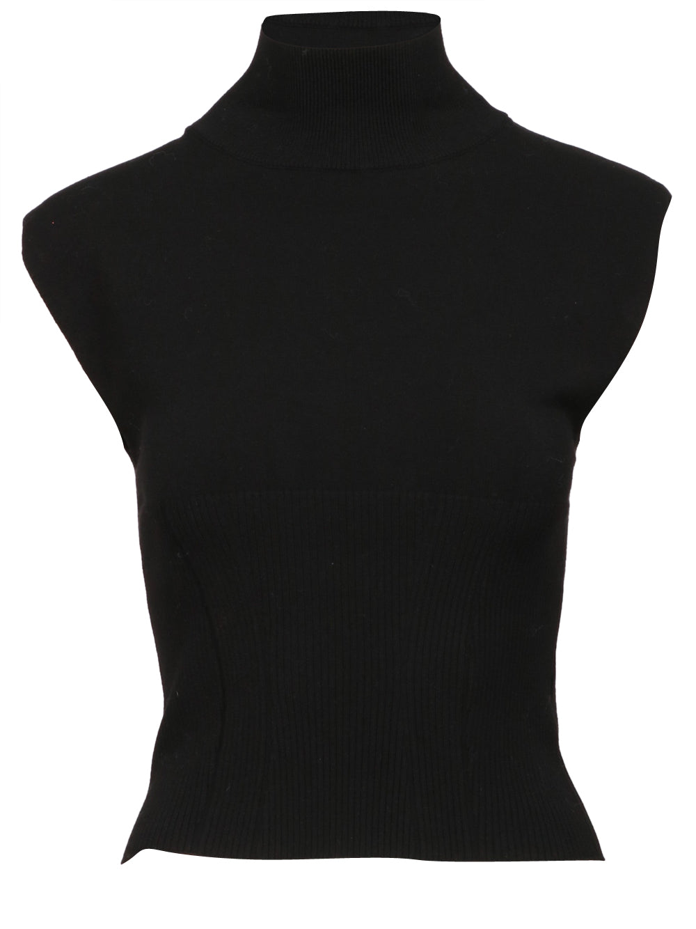 DONDUP Top Bustier in Maglia Nero con Collo Alto Nero