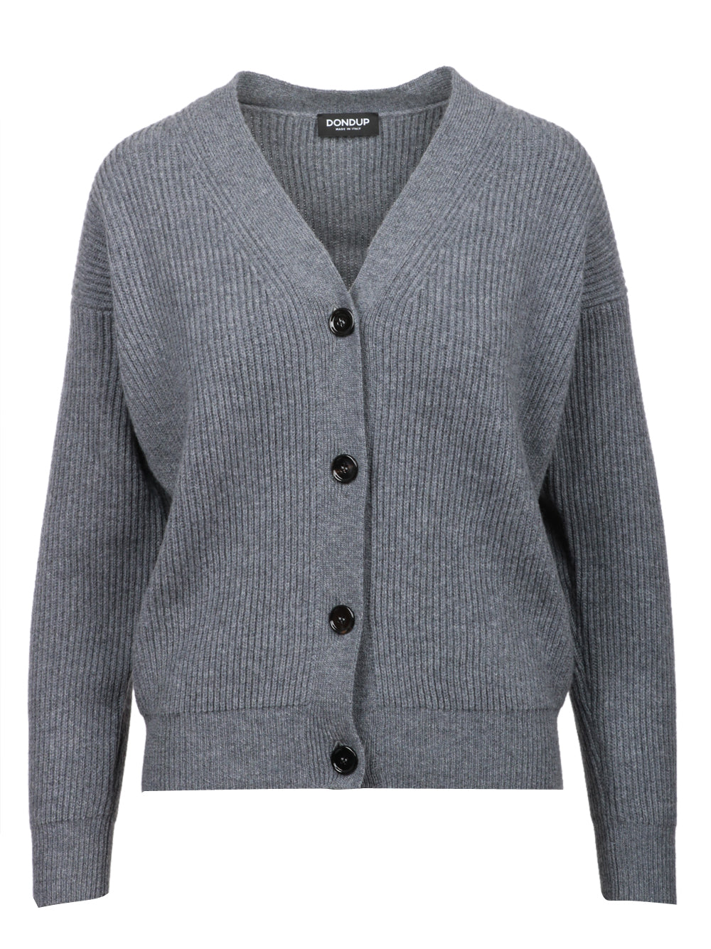 DONDUP Cardigan a Costine in Lana e Cashmere Grigio Grigio