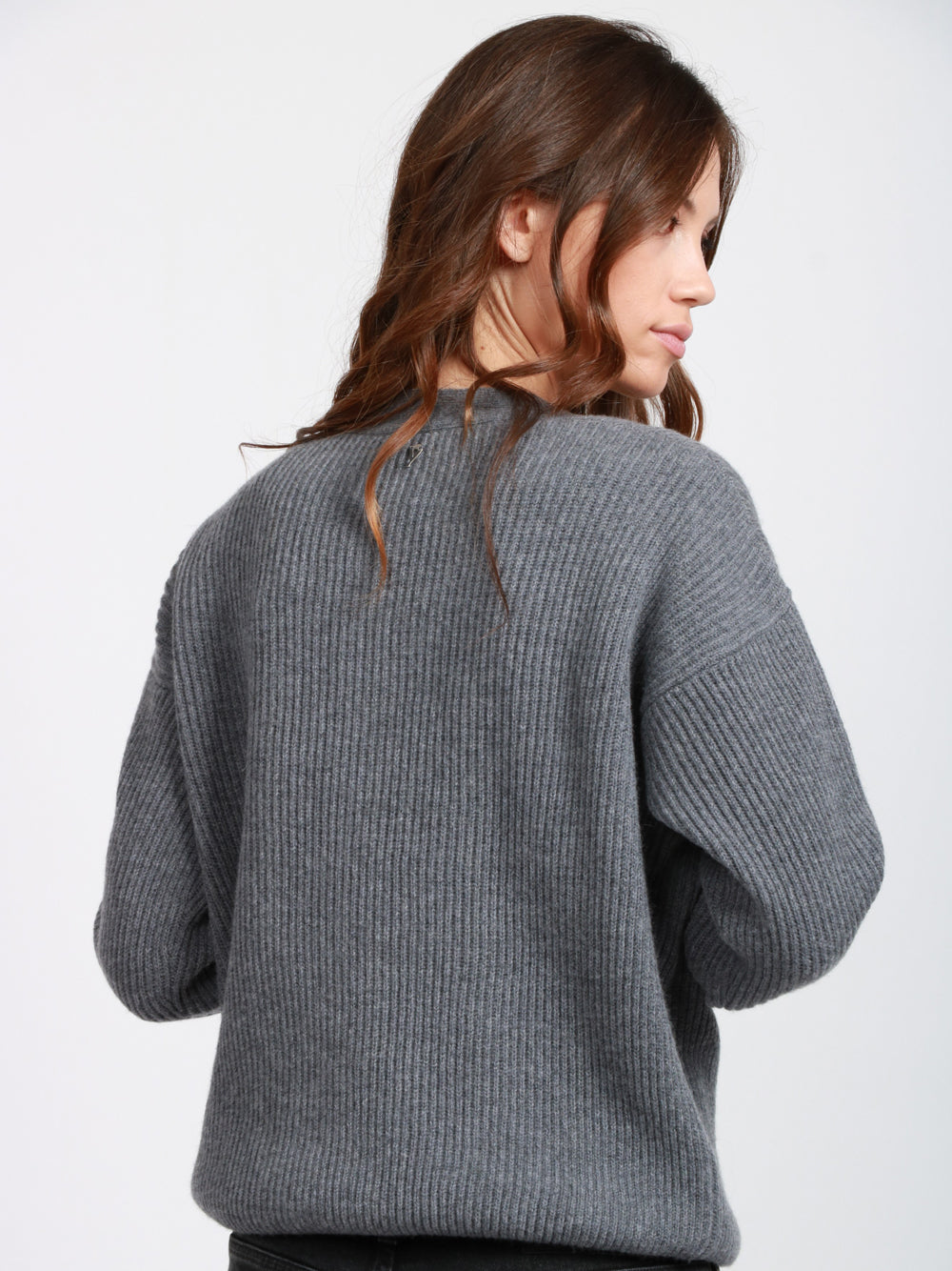 DONDUP Cardigan a Costine in Lana e Cashmere Grigio Grigio