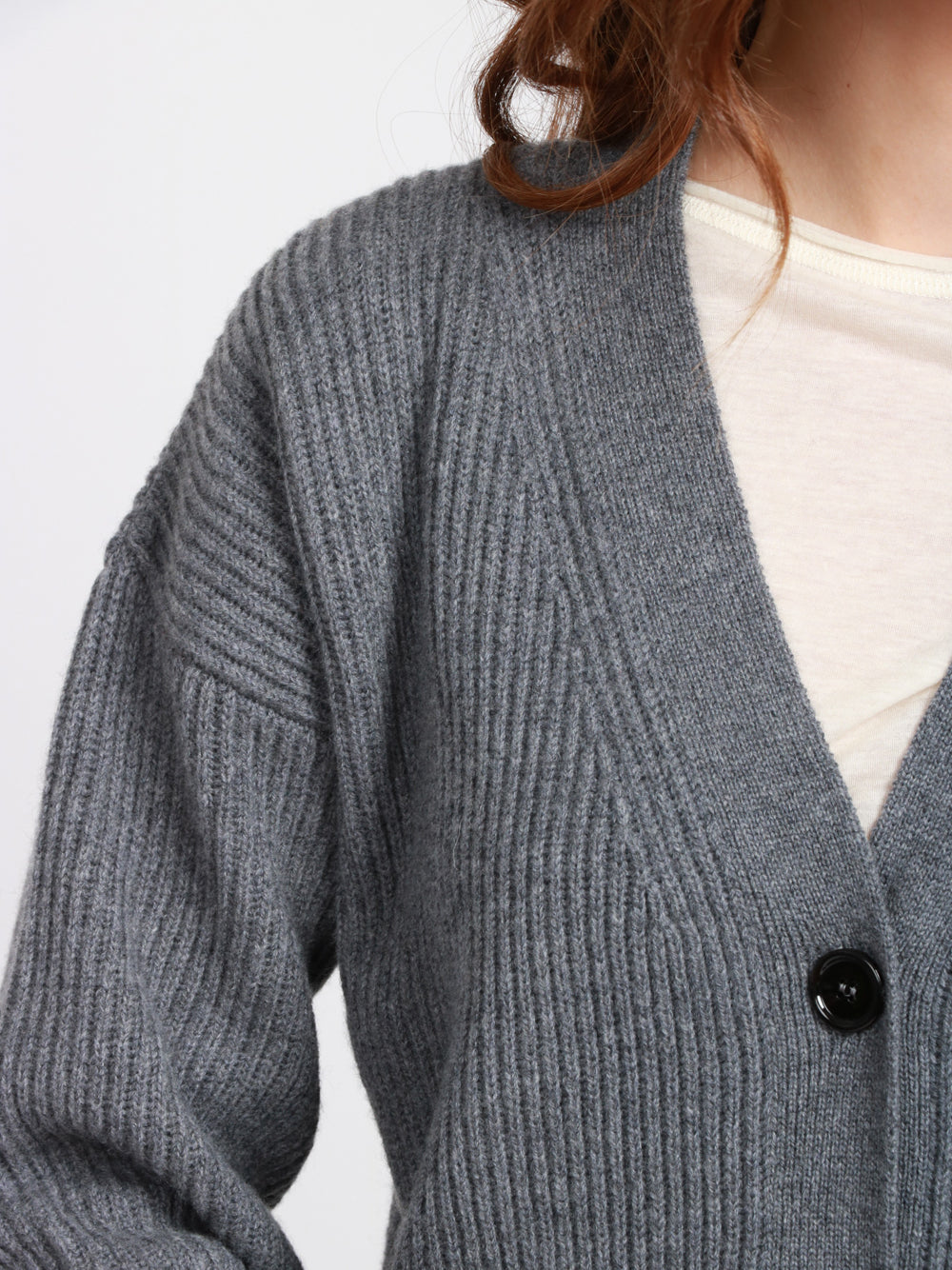 DONDUP Cardigan a Costine in Lana e Cashmere Grigio Grigio