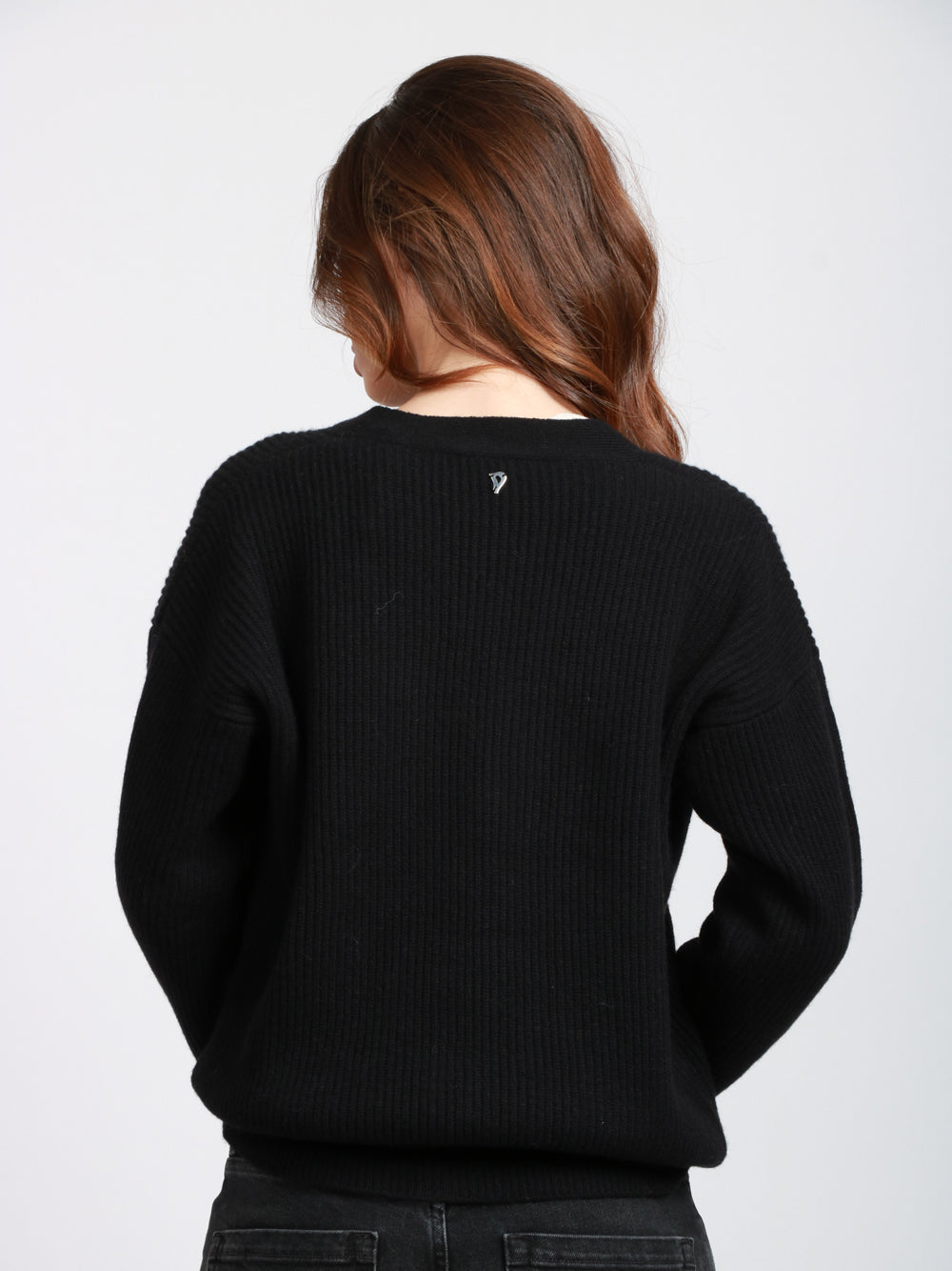 DONDUP Cardigan a Costine in Lana e Cashmere Nero Nero