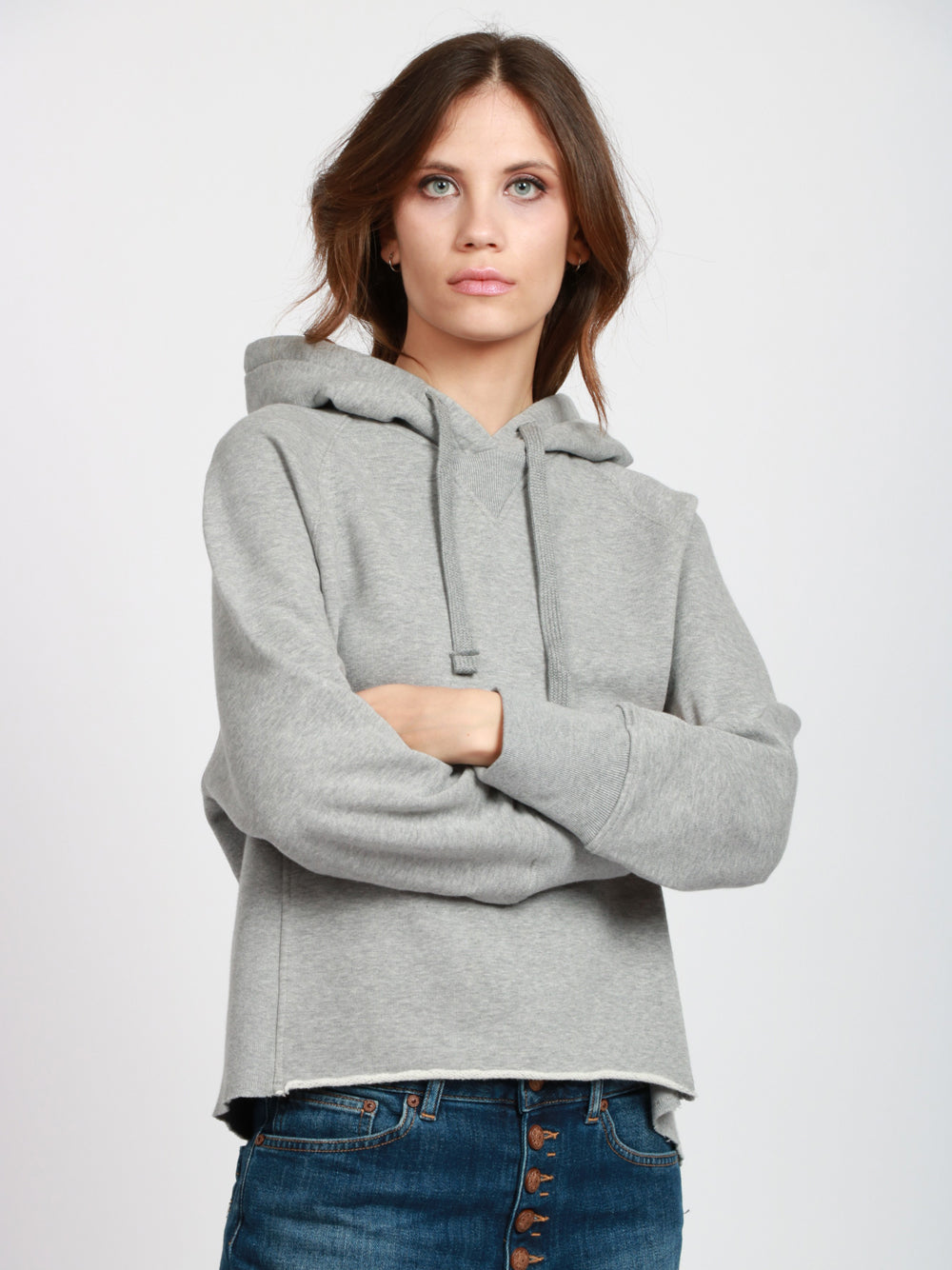 DONDUP Felpa con Cappuccio Garzata Grigia Grigio