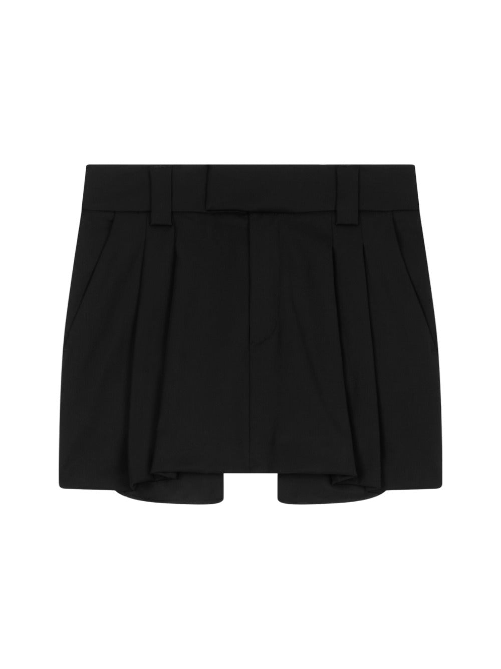 DONDUP Minigonna in Fresco di Lana Nera con Pieghe Nero