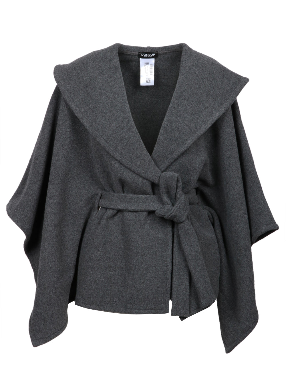 DONDUP Cappa in Lana Grigia con Cappuccio e Fusciacca Grigio