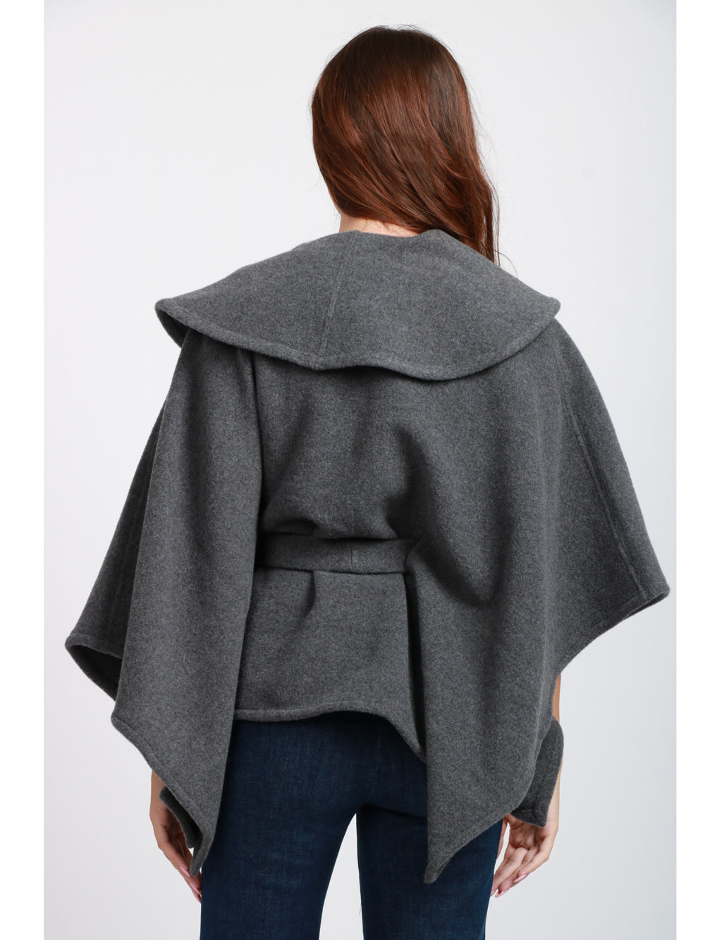 DONDUP Cappa in Lana Grigia con Cappuccio e Fusciacca Grigio