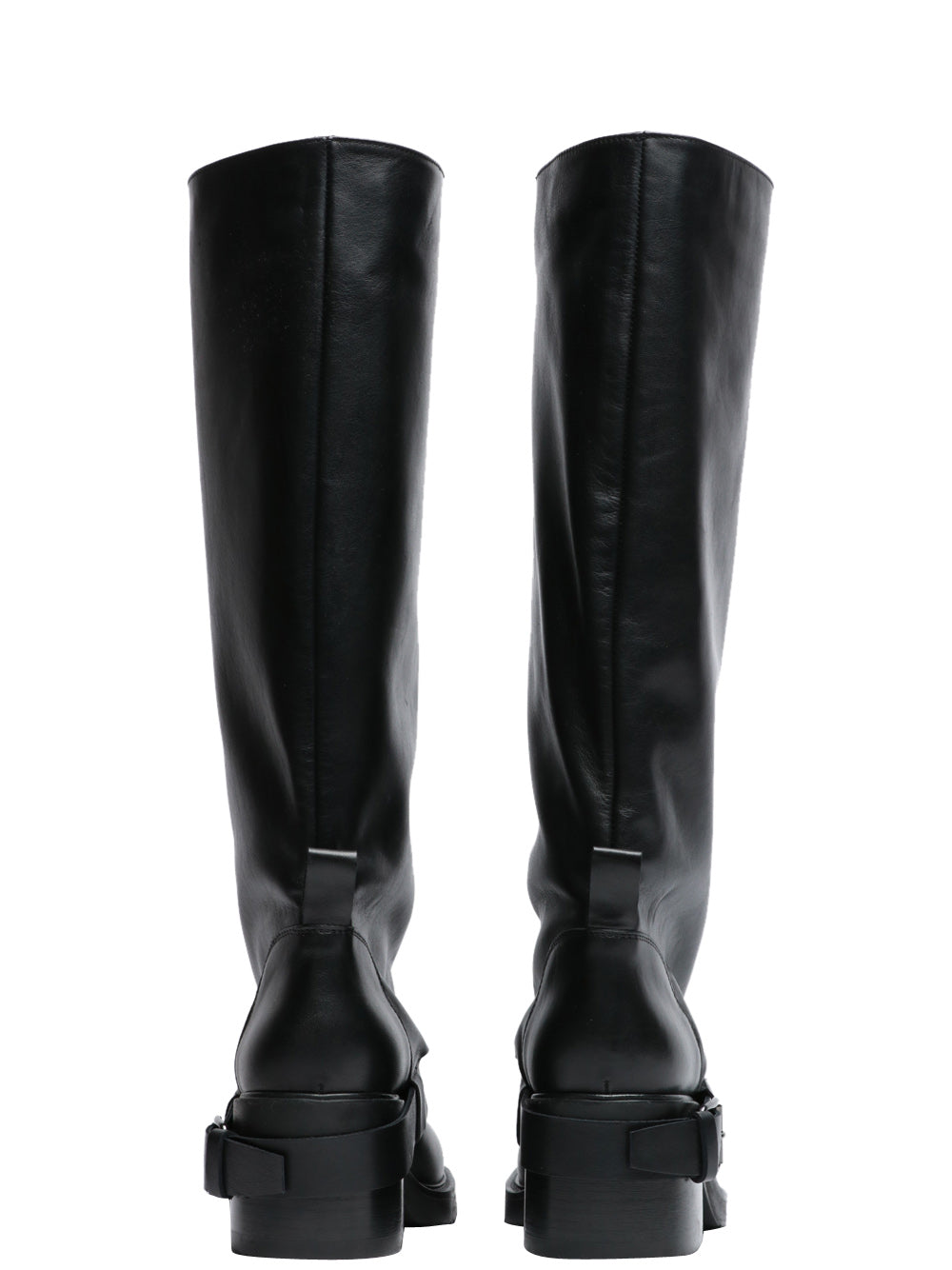 ELENA IACHI Stivali in Pelle Neri con Cinturino con Fibbia sul Retro Nero