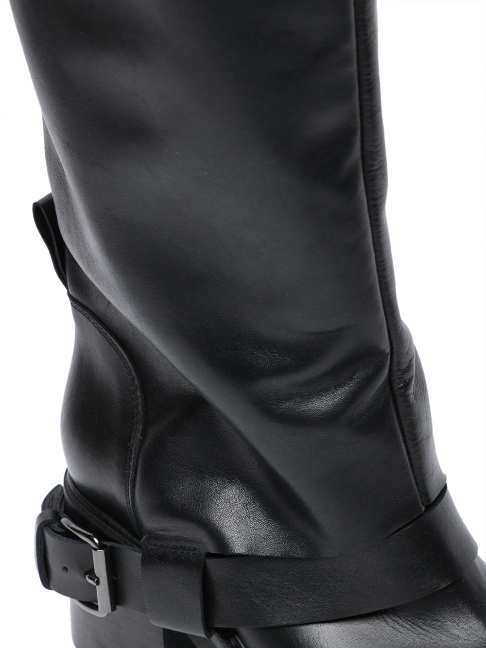 ELENA IACHI Stivali in Pelle Neri con Cinturino con Fibbia sul Retro Nero