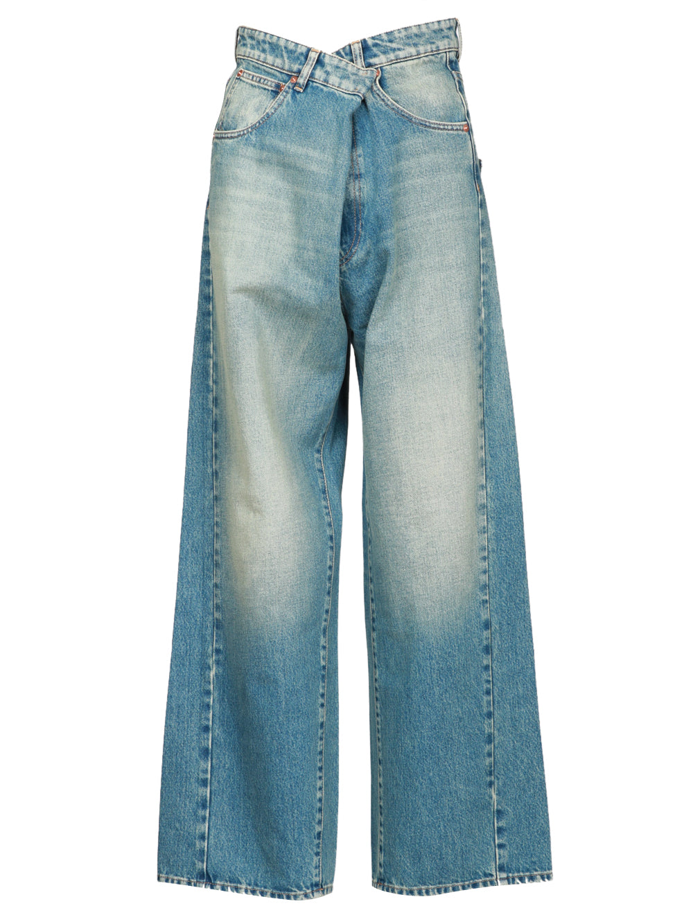 ERIKA CAVALLINI Jeans Abramo con Chiusura Asimmetrica in Denim chiaro Denim