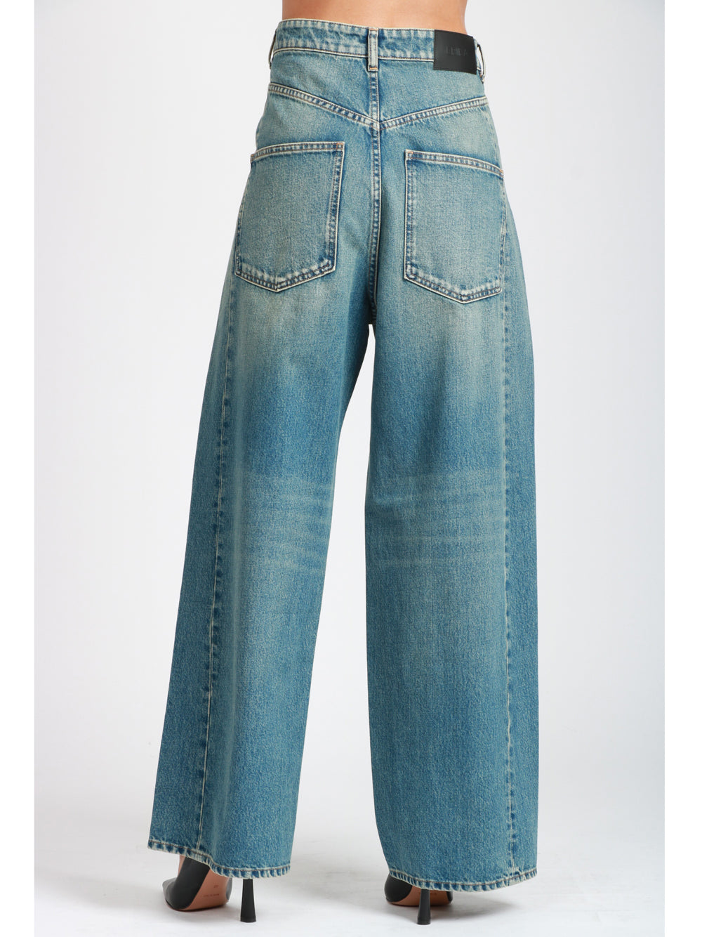 ERIKA CAVALLINI Jeans Abramo con Chiusura Asimmetrica in Denim chiaro Denim