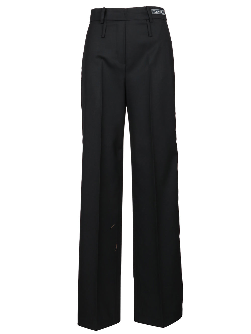 ERIKA CAVALLINI Pantaloni Acantha Palazzo in Fresco di Lana Neri con Zip Nero