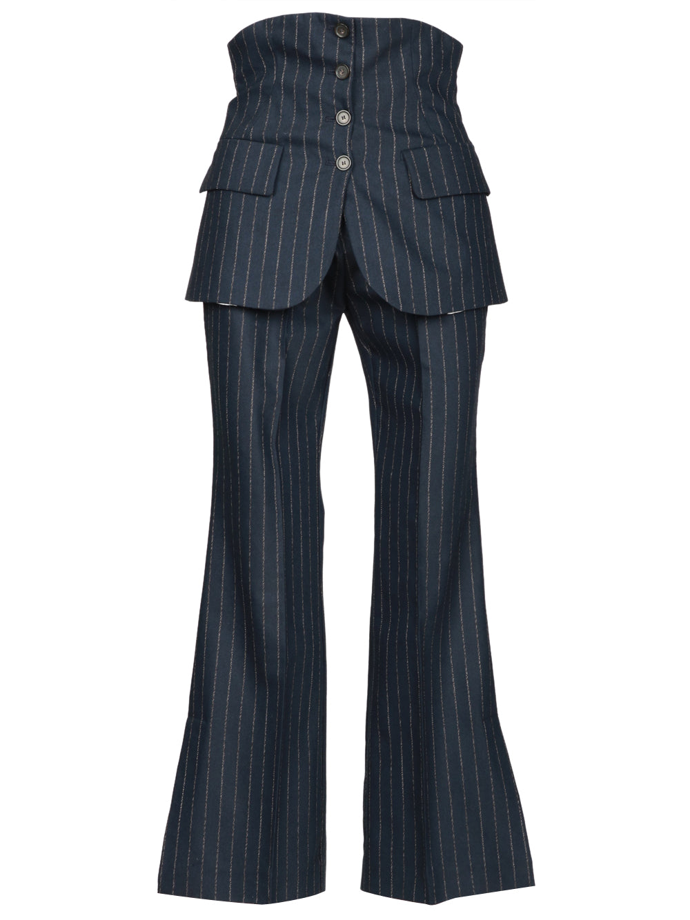 ERIKA CAVALLINI Pantaloni Ada Gessato con Bustino in Flanella Blu Blu/bianco