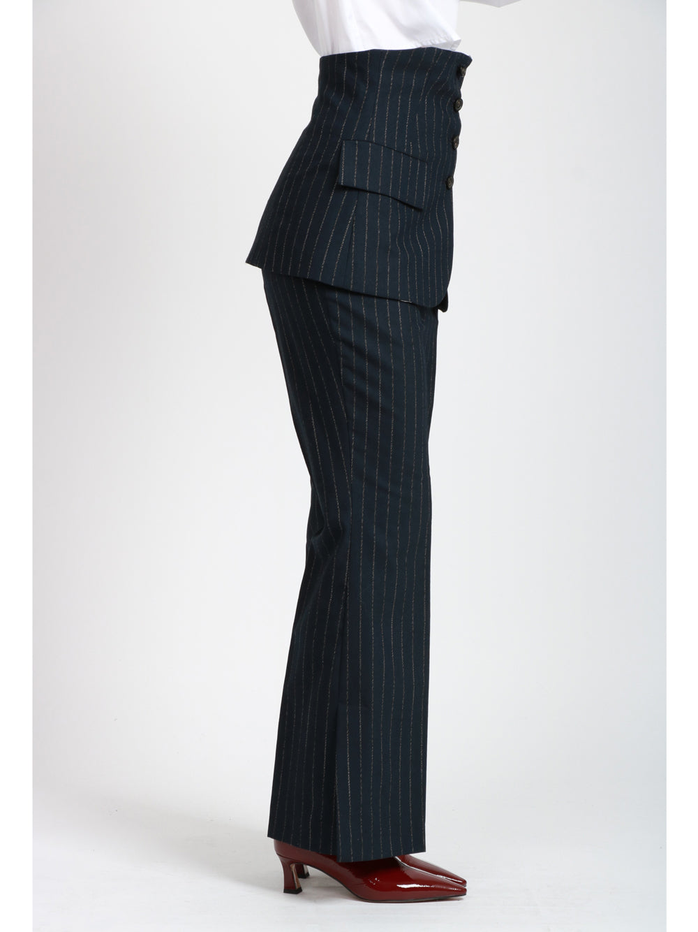 ERIKA CAVALLINI Pantaloni Ada Gessato con Bustino in Flanella Blu Blu/bianco