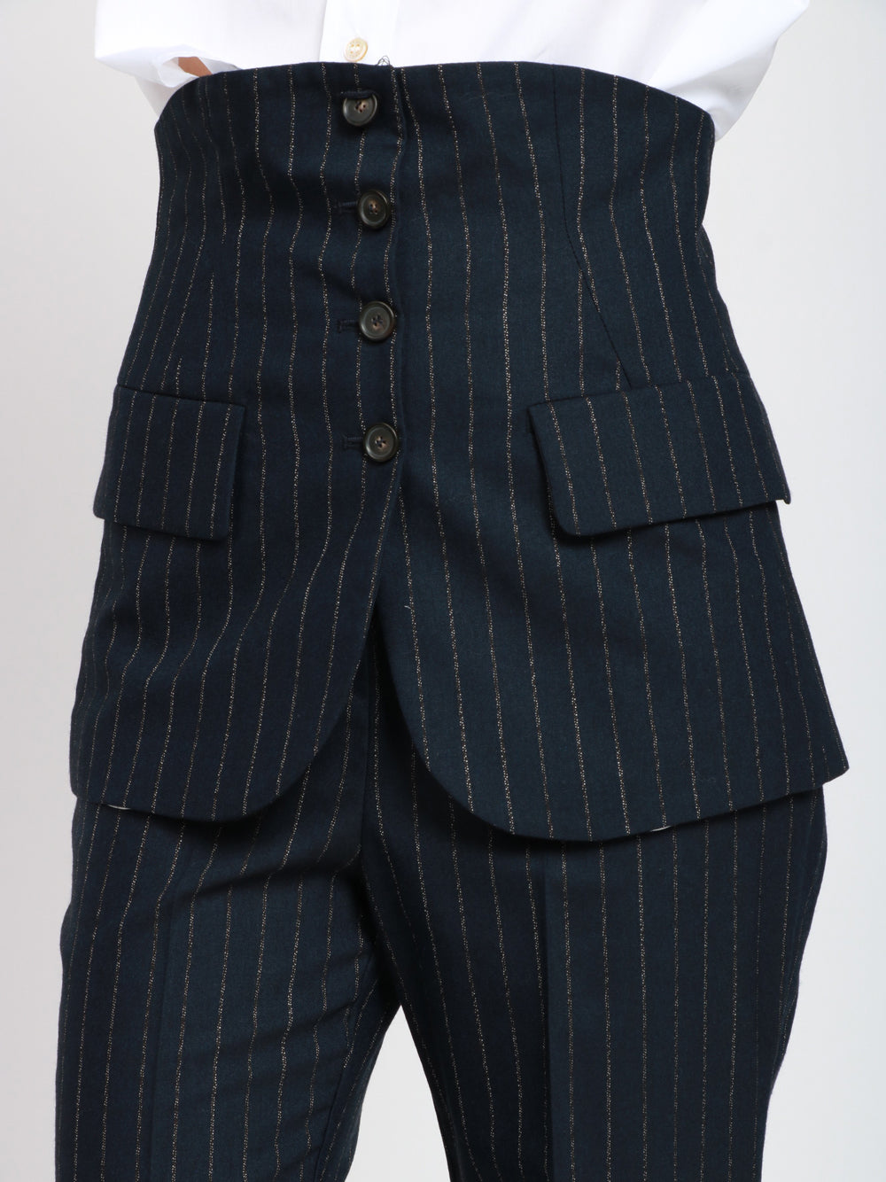 ERIKA CAVALLINI Pantaloni Ada Gessato con Bustino in Flanella Blu Blu/bianco
