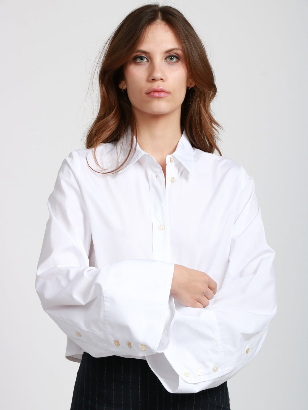 ERIKA CAVALLINI Camicia Agave in Popeline di Cotone Bianca Oversize Bianco