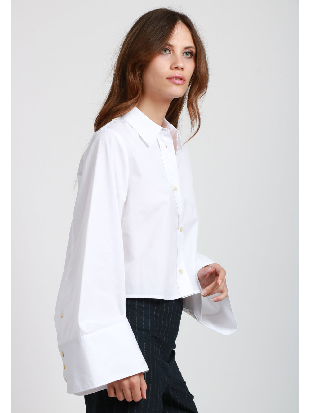 ERIKA CAVALLINI Camicia Agave in Popeline di Cotone Bianca Oversize Bianco
