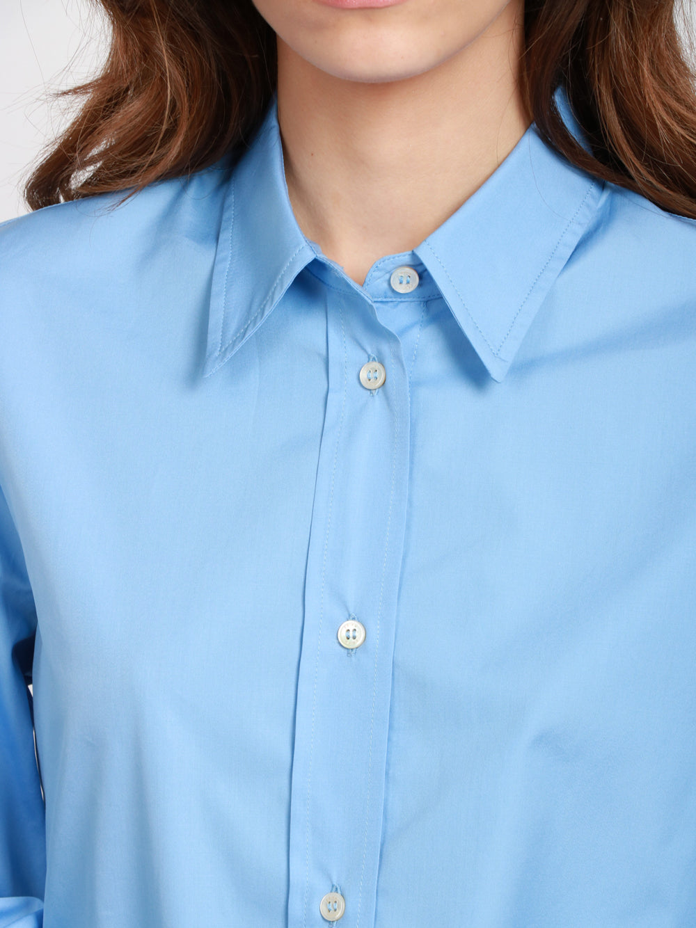 ERIKA CAVALLINI Camicia Agave in Popeline di Cotone Azzurra Oversize Azzurro