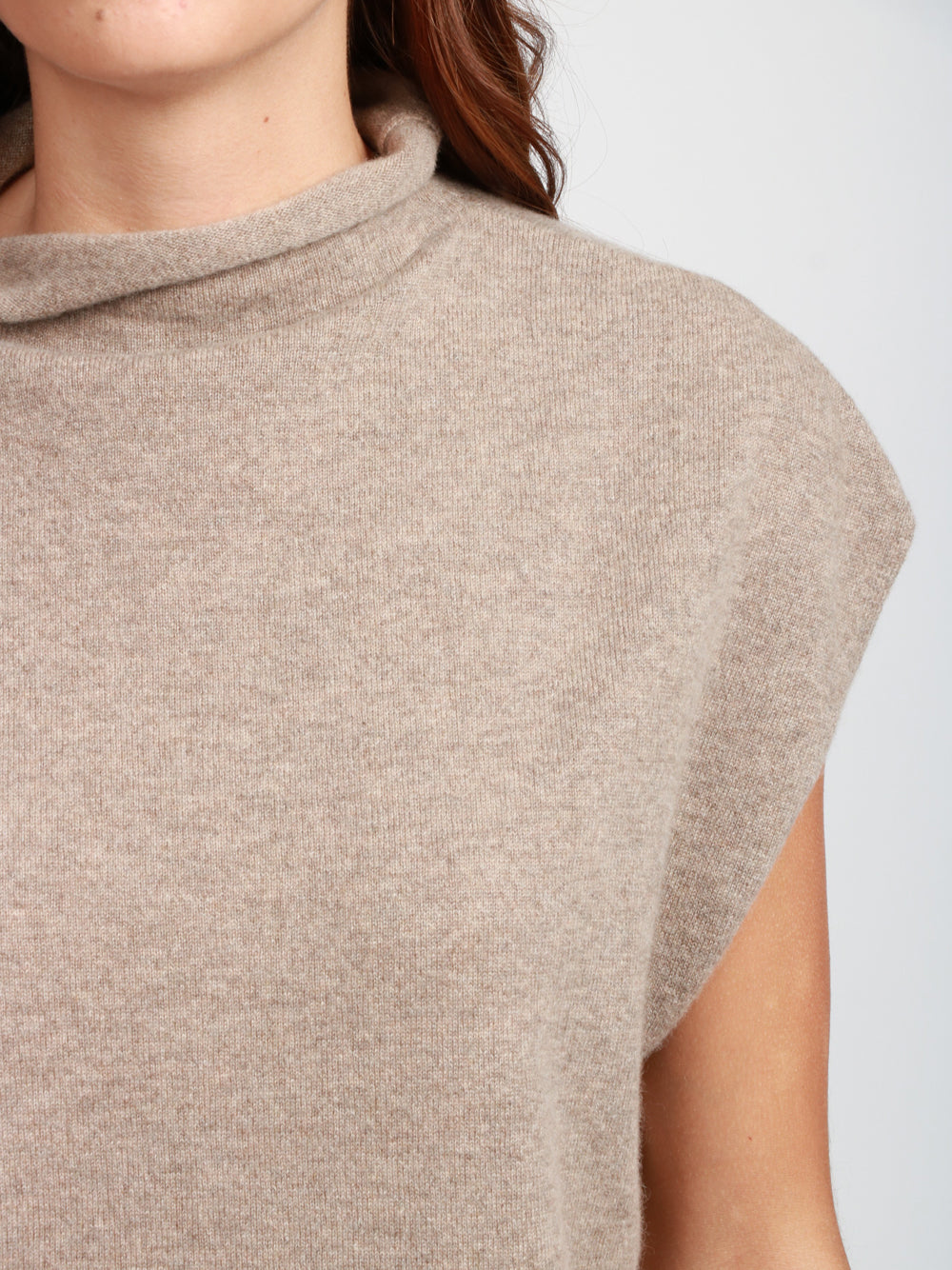 ERIKA CAVALLINI Gilet Aria in Cashmere Beige Tortora