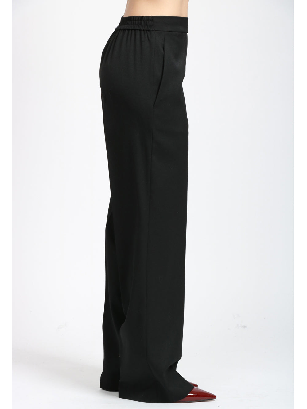 ERIKA CAVALLINI Pantaloni Isotta in Gabardina di Lana Neri Nero