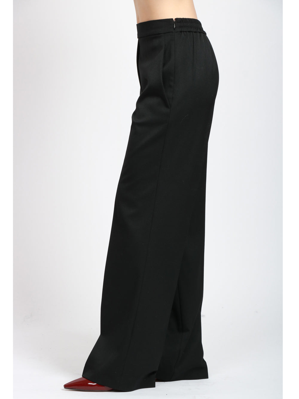 ERIKA CAVALLINI Pantaloni Isotta in Gabardina di Lana Neri Nero