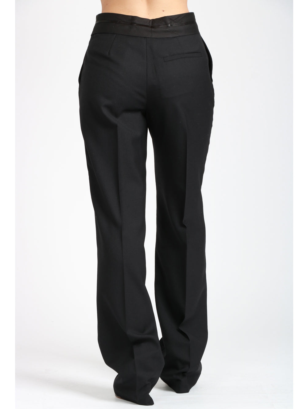 ERIKA CAVALLINI Pantaloni Luisa in Lana Neri con Fascione in Vita Nero