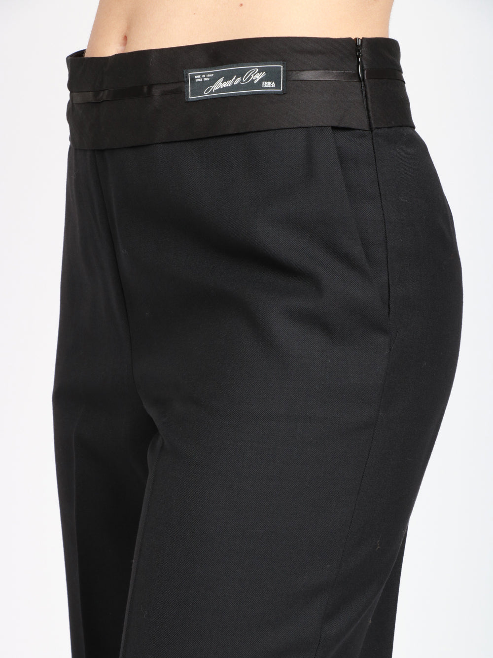 ERIKA CAVALLINI Pantaloni Luisa in Lana Neri con Fascione in Vita Nero