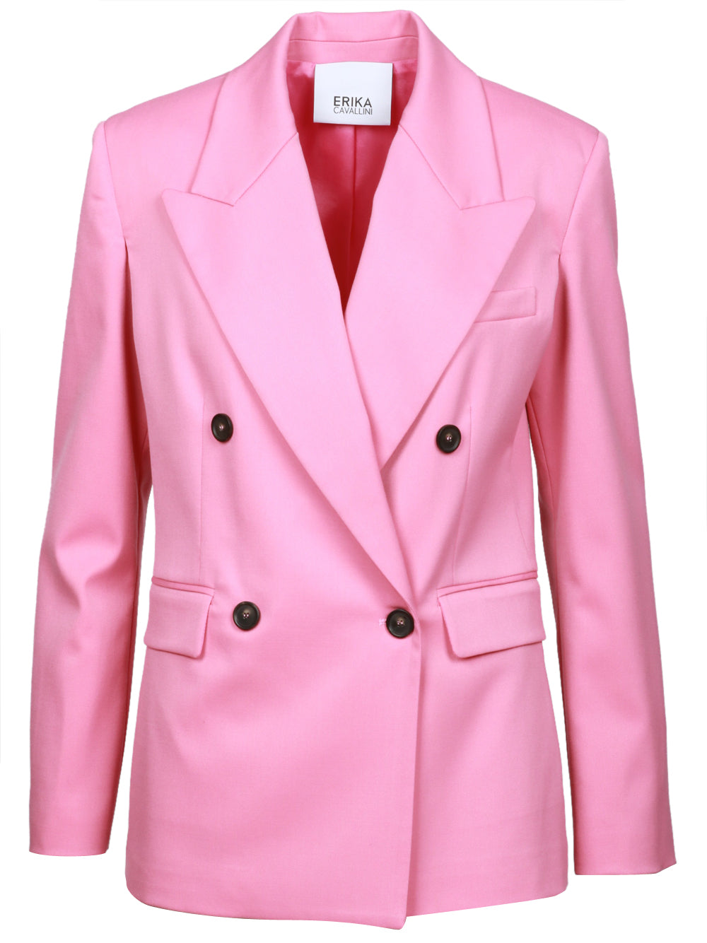 ERIKA CAVALLINI Giacca Sheila in Gabardina di Lana Rosa Doppiopetto Rosa bubble