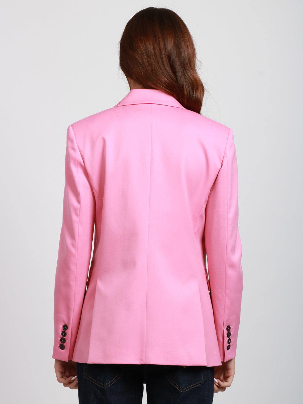 ERIKA CAVALLINI Giacca Sheila in Gabardina di Lana Rosa Doppiopetto Rosa bubble