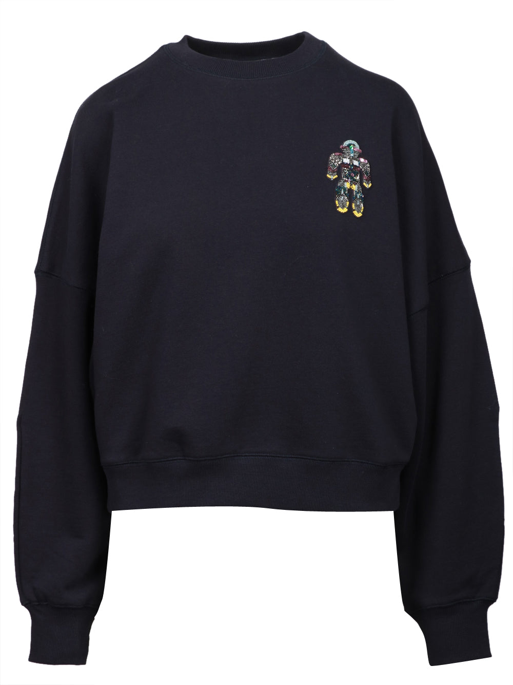 ESSENTIEL ANTWERP Felpa Ibernatus Girocollo in Cotone Blu con Robot Blu navy