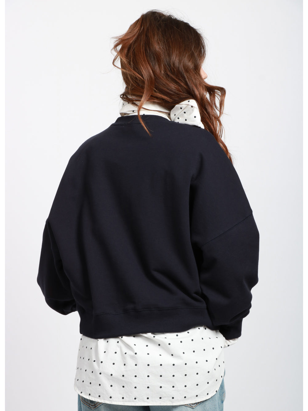 ESSENTIEL ANTWERP Felpa Ibernatus Girocollo in Cotone Blu con Robot Blu navy