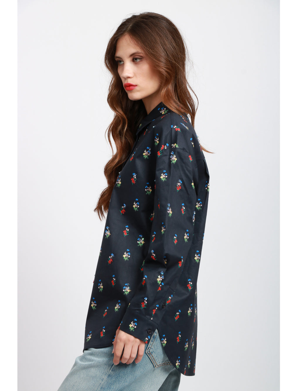 ESSENTIEL ANTWERP Camicia Ililly in Cotone Blu con Fiori in Paillettes Blu+color