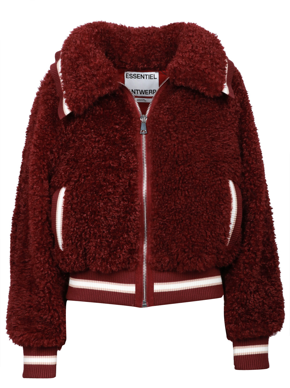 ESSENTIEL ANTWERP Bomber Iwill in Eco Shearling Bordeaux Bordeaux