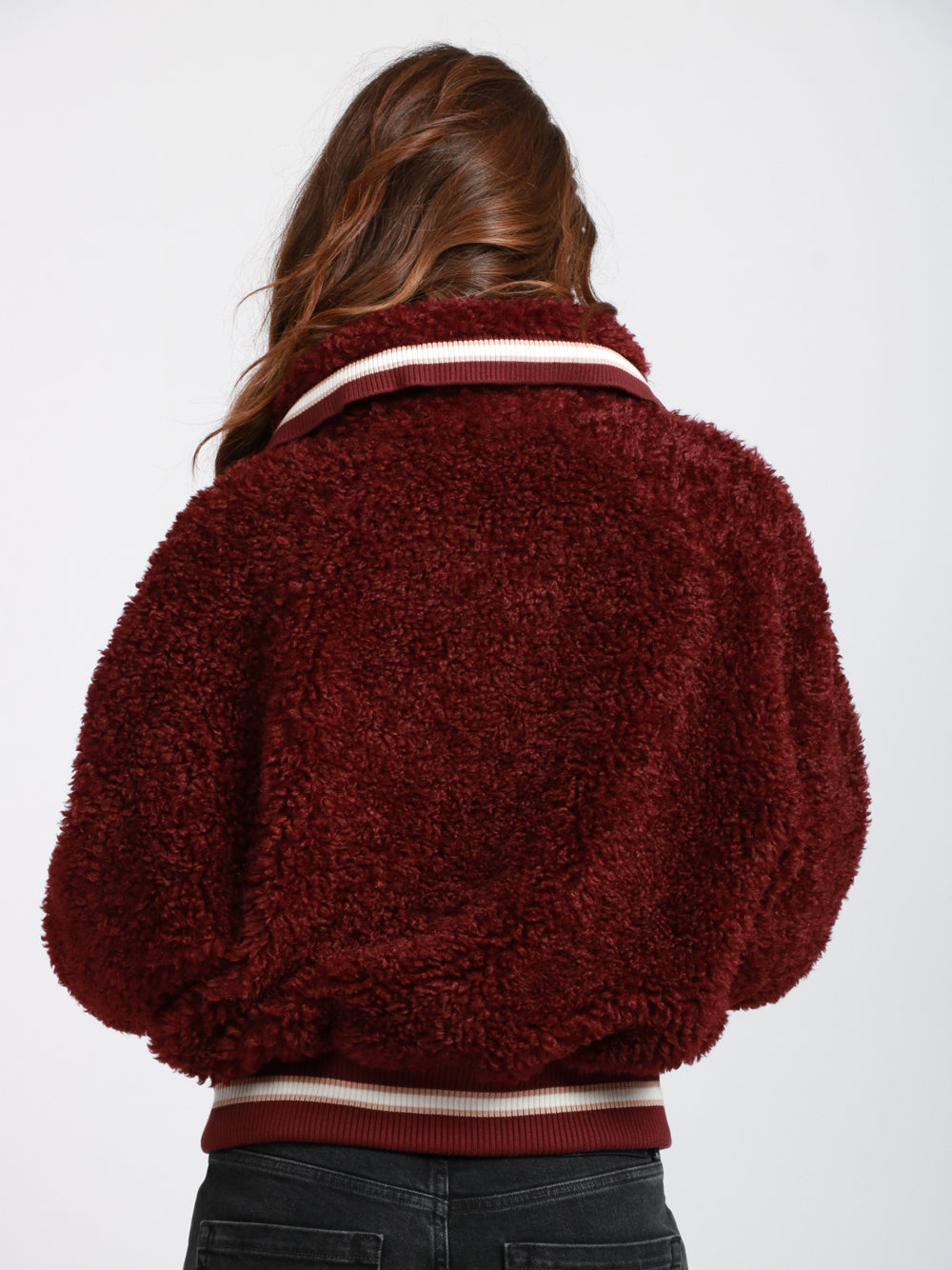 ESSENTIEL ANTWERP Bomber Iwill in Eco Shearling Bordeaux Bordeaux