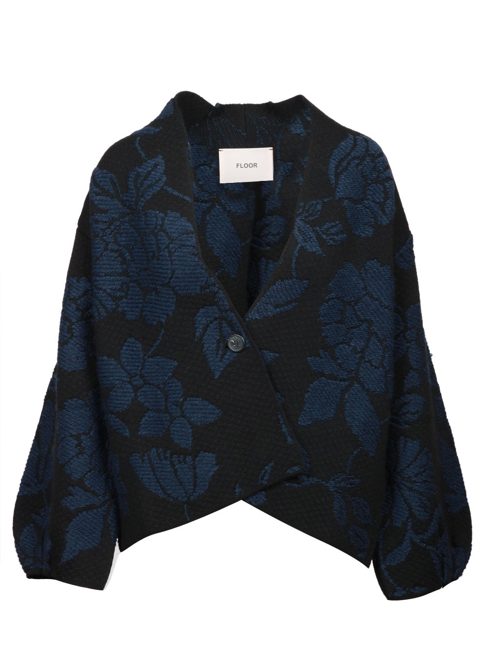 FLOOR Cardigan in Misto Alpaca e Lana Nero con Jacquard Blu Nero blu
