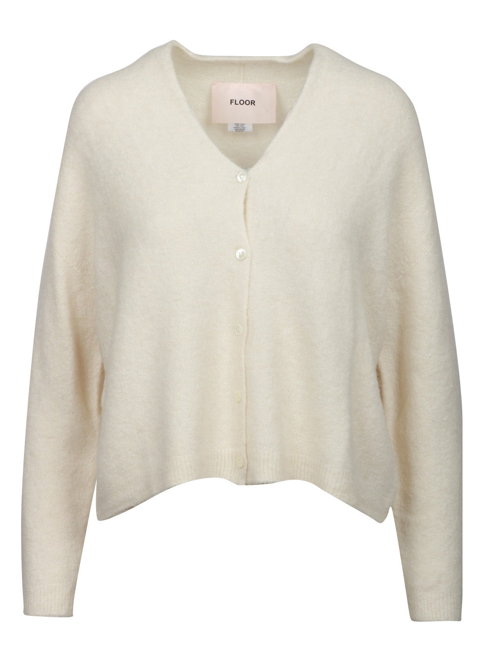 FLOOR Cardigan in Misto Alpaca Avorio con Scollo a V Avorio