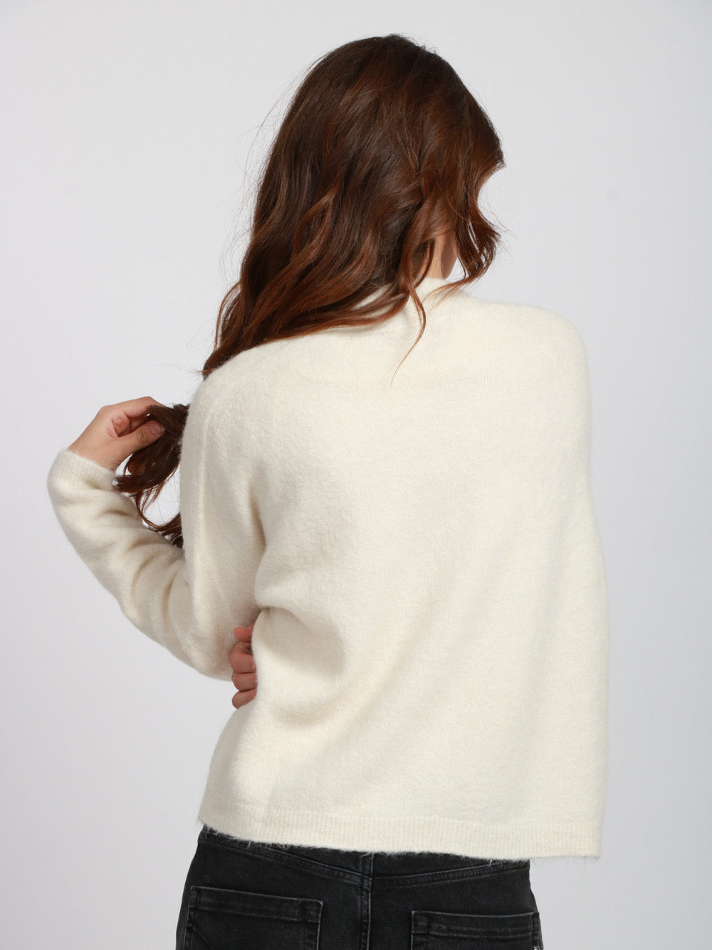 FLOOR Cardigan in Misto Alpaca Avorio con Scollo a V Avorio