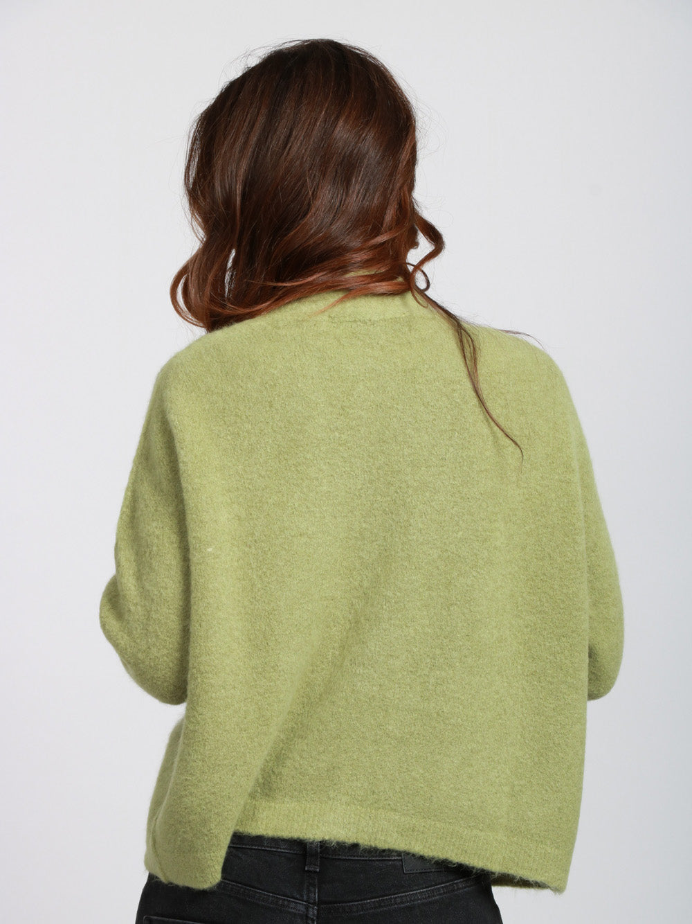 FLOOR Cardigan in Misto Alpaca Verde con Scollo a V Verde mela