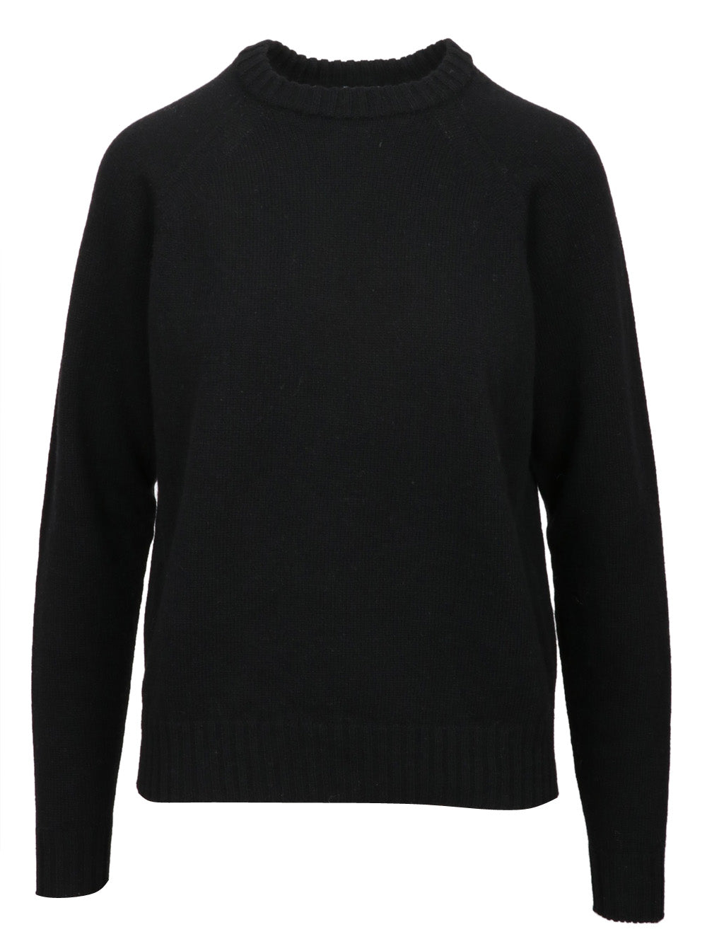 FLOOR Maglia Girocollo in Misto Cashmere e Lana Nera Nero
