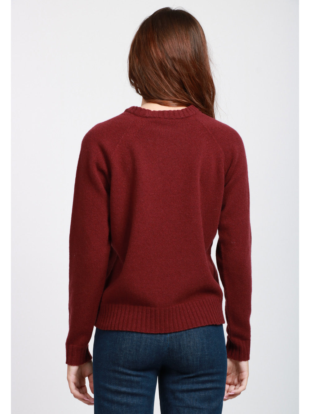 FLOOR Maglia Girocollo in Misto Cashmere e Lana Bordeaux Bordeaux