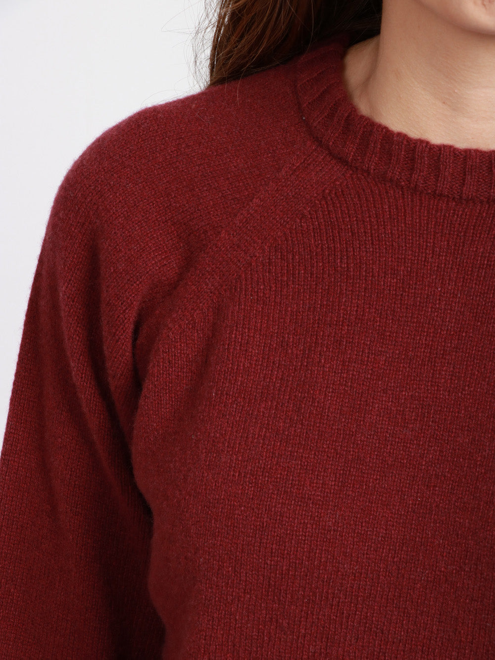 FLOOR Maglia Girocollo in Misto Cashmere e Lana Bordeaux Bordeaux