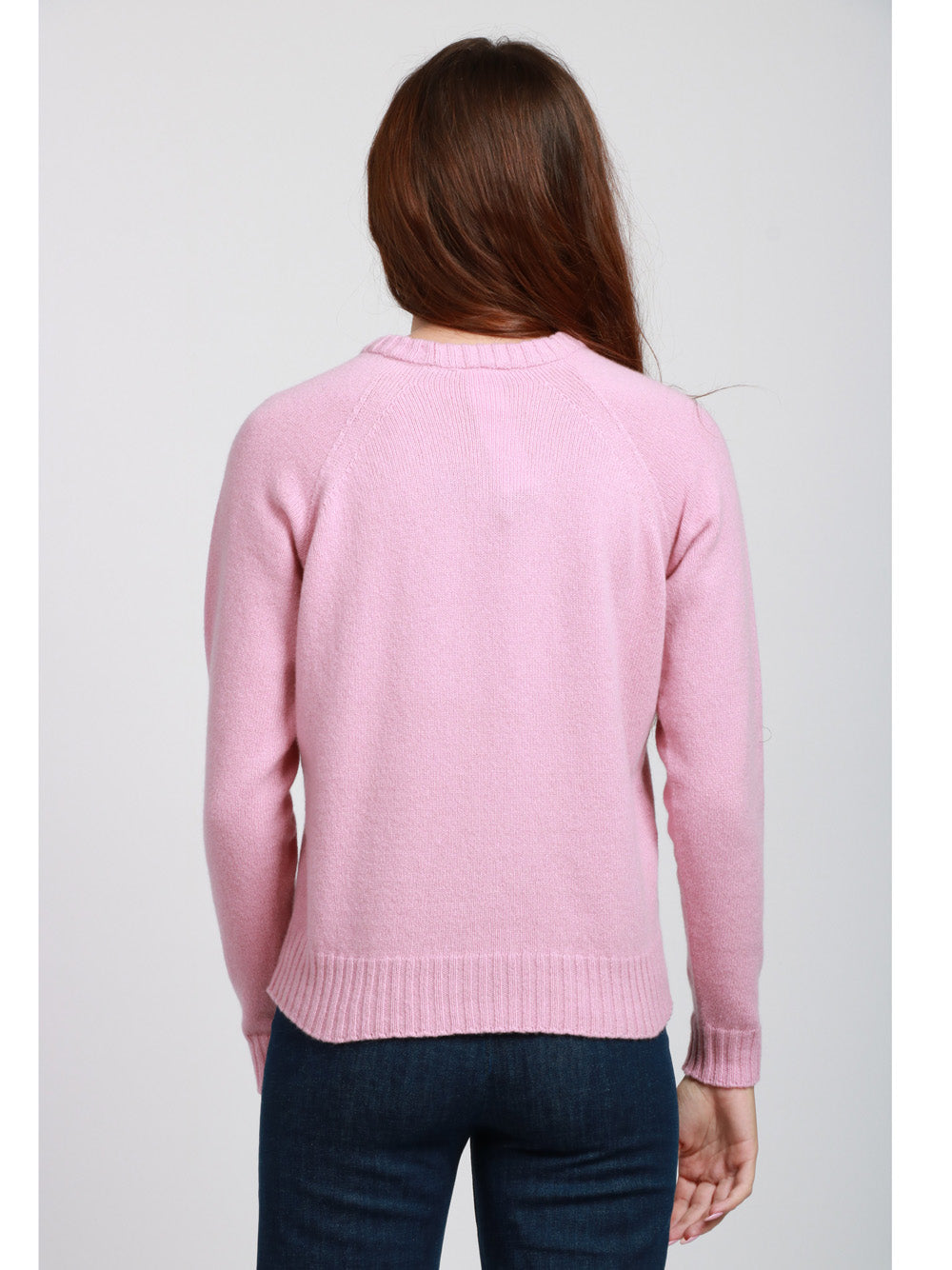 FLOOR Maglia Girocollo in Misto Cashmere e Lana Rosa Rosa