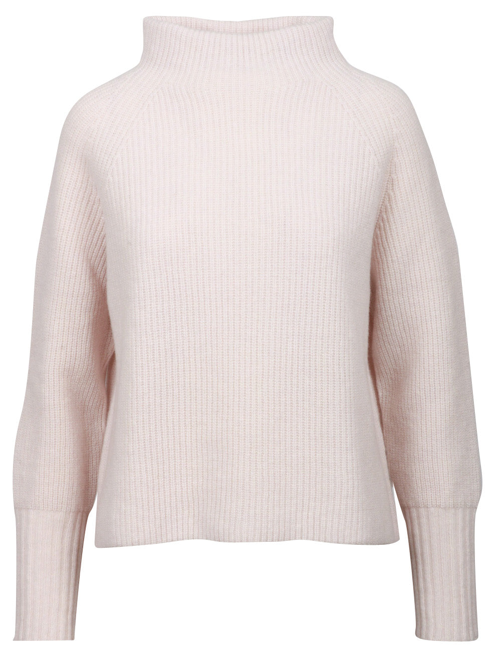 FLOOR Maglia a Costine in Lana Merino Avorio con Collo a Cratere Avorio