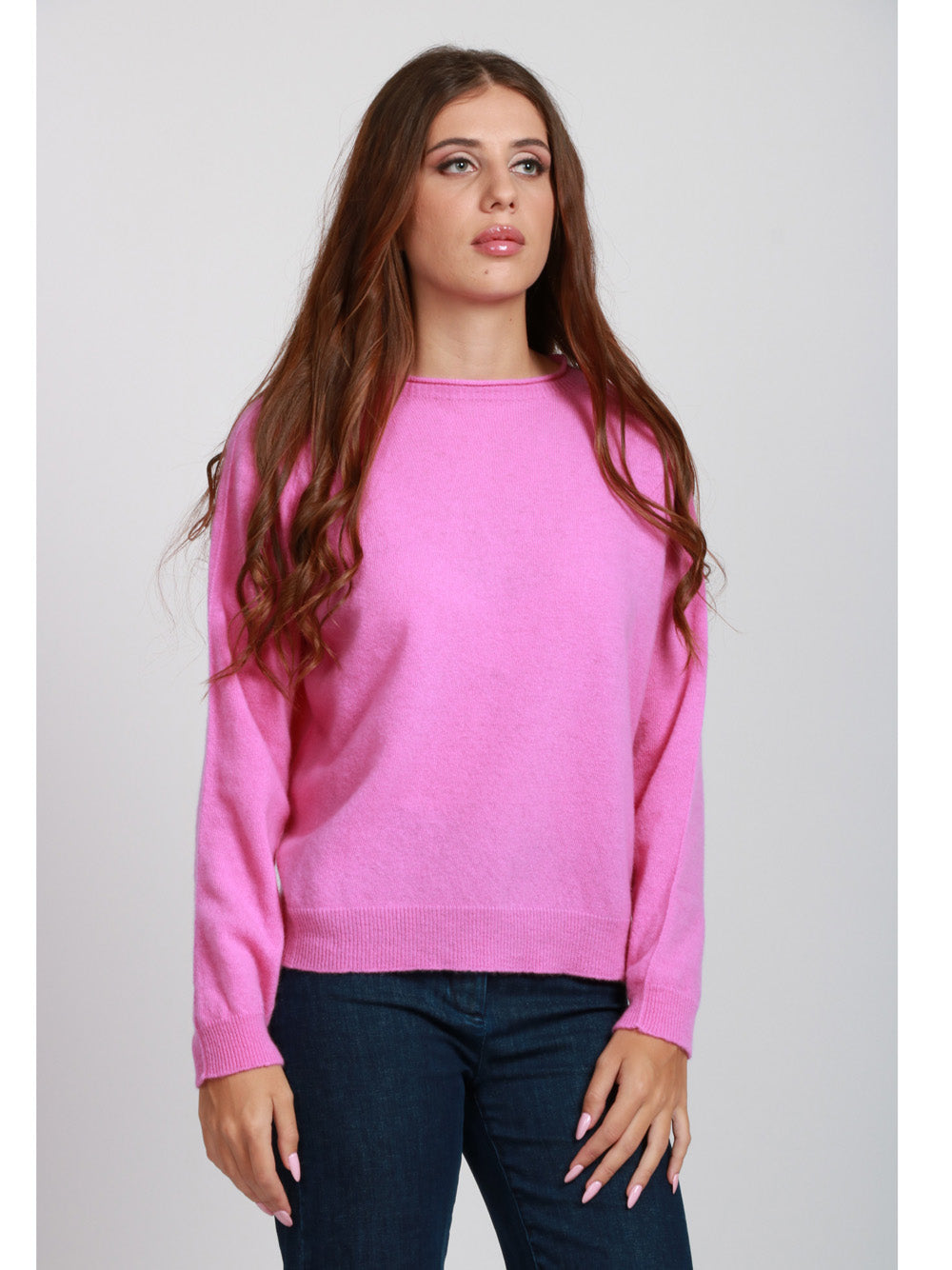 FLOOR Maglia Girocollo in Lana Merino Fucsia Fucsia