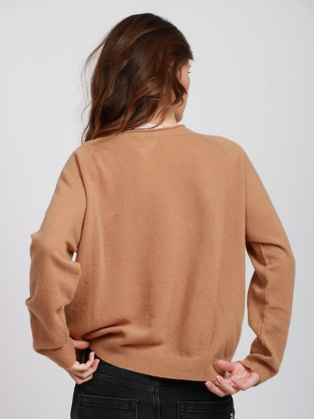 FLOOR Maglia Girocollo in Lana Merino Cammello Cammello