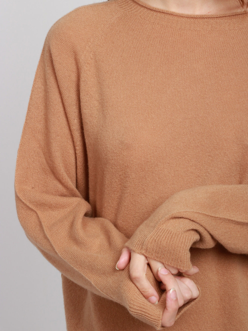 FLOOR Maglia Girocollo in Lana Merino Cammello Cammello