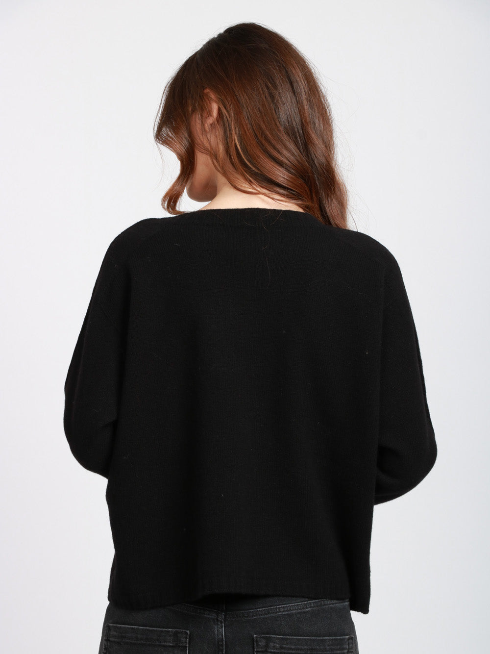 FLOOR Maglia Girocollo in Lana Merino Nera Nero